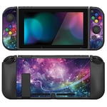 PlayVital ZealProtect Coque pour Nintendo Switch,Cover de Protection pour Switch avec Protection d'écran en Verre Trempé&Capuchon Joystick&Caps Boutons Direction ABXY-Violette Galaxie