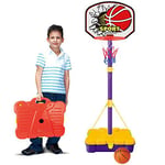 BAKAJI 8050534663020 Mallette Portable pour Enfants avec Pied et Ballon et Base en Plastique, Hauteur réglable jusqu'à 162 cm, Multicolore
