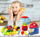 3in1Kid Set Pretend Real Kitchen Working Blender home Appliance Mixer fruits Toy