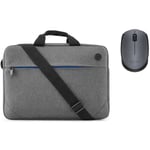 HP Prelude and Logitech M171 Wireles Mouse Bundle - Grey Carry Laptop Bag 14-15.6  Laptop/ Notebook Case, Black Mouse - Perfect Essentials for Business & Study