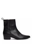 Tommy Hilfiger Leather Low Pointed Cowboy Boots, Black