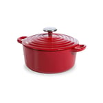 BK Cookware Bourgogne Fonte Émaillée 20cm/2,5 L Cocotte avec Couvercle, Convient à l'Induction, Casserole Ronde pour Cuire, Braiser, Ragoût, Va au Four et au Lave-Vaisselle, Rouge Piment