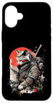 Coque pour iPhone 16 Plus Tatouage japonais Kawaii chat samouraï pour hommes, femmes, enfants