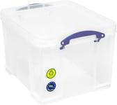 Really Useful Plastic Storage Box 35 Litre with 2 Trays 2x16 Compartments Clear