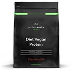 Protein Works - Diet Vegan Protein Powder | Low Calorie Plant Based Protein | Vegan Protein Shake | Added Extracts | 16 Servings | Chocolate Silk | 500g