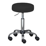 Inter Link - Tabouret pivotant sur roulettes - Réglable en hauteur 50 - 66 cm- Tabouret à roulettes - Tabouret de travail - Tabouret de bureau - En métal et similicuir - ASRA - Noir