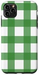 iPhone 11 Pro Max Green White Checkered Plaid Flannel Gingham Pattern Checker Case