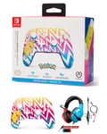 CASQUE NINTENDO SWITCH ROUGE ET BLEU + Manette sans fil SWITCH Pikachu Vibrant