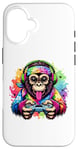 iPhone 16 Monkey Gaming Video Games Tie Dye For Boys And Girls Case