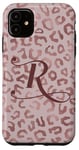 Coque pour iPhone 11 Letter R Initial Leopard Rose Pink Cheetah Monogram