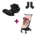 Cybex Pack Poussette Duo Libelle Candy Pink + adaptateurs Coque Cloud G i-Size Moon Black