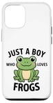 Coque pour iPhone 12/12 Pro Juste un garçon qui aime les grenouilles, de jolis garçons illustrés de grenouilles