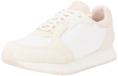 CK JEANS Femme Runner Laceup Low MG Media YW0YW01644 Baskets, White (Creamy White/Whisper Pink), 40 EU