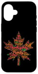 iPhone 16 Thanksgiving Maple Leaf Word Cloud Turkey Day Fall Tradition Case