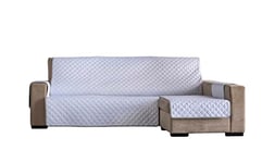 Estoralis | Eden | Housse de canapé au Design Moderne| Tissu matelassé réversible | Blanc | Chaise Longue 290 cm Bras Droit | Taille du Tissu 290 x 255 cm (Largeur par Hauteur)