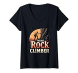 Womens The Best Rock Climber Silhouette Sunset V-Neck T-Shirt