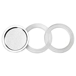 Ibili - Lot De 2 Joints en Silicone + 1 Filtre pour Cafetière Essential 4 Tasses, Argent/Blanc