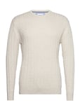 O-Neck Cable Knit Tops Knitwear Round Necks Cream Lindbergh