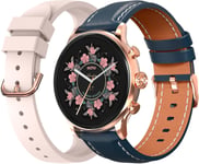 Rainbow Voyager - Montre Connectée Femme Amoled 1.43" Or Rose - Appel Bluetooth/Sans Fil & Capteurs Santé - Modes Sport Avec Coaching - 2 Bracelets Cuir & Gomme - Légère & Étanche[Dzb132723]