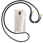 Collier pour Samsung Galaxy J3 2017 noir+or (O) Etui Coque antichoc avec cordon