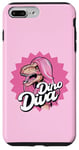 Coque pour iPhone 7 Plus/8 Plus Dinosaure aux cheveux roses, citation de Dino Diva