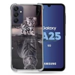 Cokitec Coque Renforcée pour Samsung Galaxy A25 5G Animal Chat Reflet