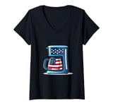 Womens Patriotic coffee bean and maker costume V-Neck T-Shirt