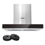 COMFEE' 60 cm Chimney Hood 60M77 Class A+++ Stainless Steel Extractor Hood with Recirculating & Ducting System, Gesture Control Extractor Fan Kitchen with Carbon Filters