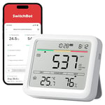 SwitchB Détecteur de CO2, Station Meteo avec Alarme CO2, Thermomètre Connecté avec Application, Bluetooth Station Meteo Interieur Exterieur sans Fil, SwitchBot Hub Requis