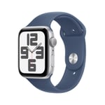 Apple Watch SE 44mm Sølv med Denim Sport Band - S/M