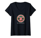 Womens Christmas Yuletide Holiday Bureau of Investigation Deer Seal V-Neck T-Shirt