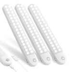 Vicloon Lumière de Placard,3pcs Lampe Placard,Lampes 72 LED,Sans Fil, Rechargeable par USB, Aimanté, Détecteur de Mouvement, Baladeuse de Secours, Veilleuse Enfant[Classe (3pcs 72LED)