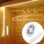 LUXJET 45 LED Bande Lumineuse LED À Piles Bande LED Detecteur De Mouvement Autocollante 1,5m Blanc Chaud Pour Placard, Armoire, Placard Escalier, Couloir