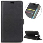 KM-WEN® Case for Nokia 5.1 Plus (5.86 Inch) Book Style Litchi Pattern Magnetic Closure PU Leather Wallet Case Flip Cover Case Bag with Stand Protective Cover Black