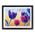 Tulip Flower Splash Vol.3 Abstract H1022 Framed Print for Living Room Bedroom Home Office Décor, Wall Art Picture Ready to Hang, Black A2 Frame (64 x 46 cm)