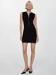 Mango Jackie Zip Knit Mini Dress, Black