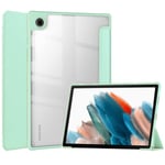 Aowdoy Slim Shell Stand Cover, Compatible with Samsung TAB A8 Tri-Fold High-End Yager Acrylic TPU Transparent Tablet Case (Mint Green)