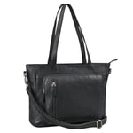 STILORD 'Doro' 3-en-1 Vintage Sac a Main Femme Cuir Sac Bandoulière Grand Tote Bag Sac Cabas Shopper Cuir Véritable Sacoche Femme sac ordi portable, Couleur:noir