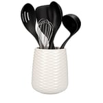 KitchenAid 6 Piece Utensil Set and Holder, Non-Stick and Dishwasher Safe Kitchen Utensil Set, Cooking Tools with Storage Crock