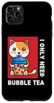 Coque pour iPhone 11 Pro Max Mignon chat kawaii boisson thé au lait bulle I Love Boba Tea