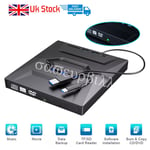 USB External DVD RW CD Writer Drive Burner Reader For Laptop PC Windows 10 11