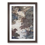 Big Box Art Fishing Under Gum Trees by Qiu Ying Framed Wall Art Picture Print Ready to Hang, Walnut A2 (62 x 45 cm)