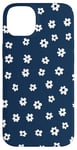 iPhone 14 Plus Dark Blue with White Ditsy Flowers Floral Pattern Case