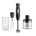 Braun MultiQuick 5 Pro MQ 55236 M, Hand Blender with PowerBell Plus Technology, 25 Speed Wheel+Turbo, Easy Click System Plus for Accessories, 600ml Chopper, Metal Whisk and 600ml Beaker, 1000W, Black