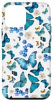 iPhone 12 mini Blue Butterflies on White with Floral Accents Case