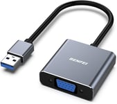 Adaptateur USB 3.0 vers VGA, USB 3.0 vers VGA mâle vers Femelle pour Windows 11, Windows 10, Windows 8.1, Windows 8, Windows 7 (Pas pour Mac).[G61]