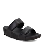 Fitflop Women's Lulu Adjustable Leather Slides Sandal, All Black, 4 UK