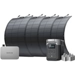Kit solaire pour balcon EcoFlow PowerStream, micro-onduleur relié au réseau, Panneaux solaires flexibles de 100 W×4, station électrique portable