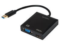 Adaptateur USB 2.0.USB 3.0 D-Sub 15pin HD femelle HDMI femelle USB A prise male - Noir