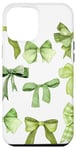 iPhone 14 Pro Max Cute Green Bows Pattern Trendy Bows Aesthetic Green Ribbon Case